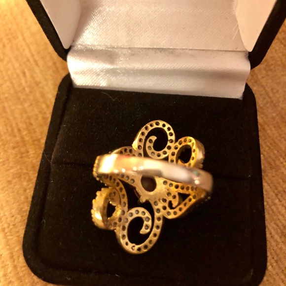 Silver & Bronze Ruby & Diamond Topaz Ring Size 8.5 - Picture 6 of 8